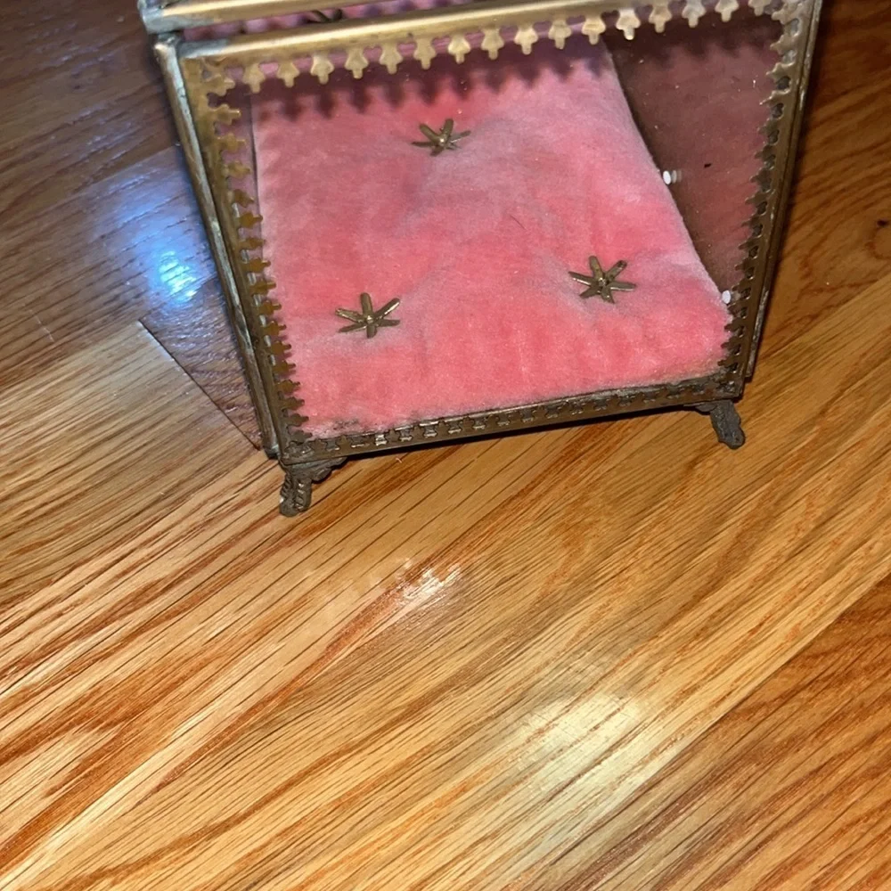 Anthropologie Velvet Lined Glass Jewelry Box NIB